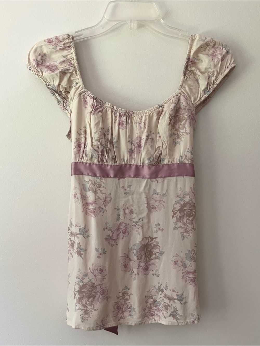 Hollister Coquette Milkmaid Babydoll Top Floral Cottagecore Ribbon Cap Sleeve